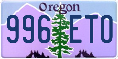 OR license plate 996ETO