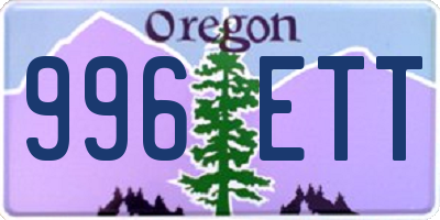 OR license plate 996ETT