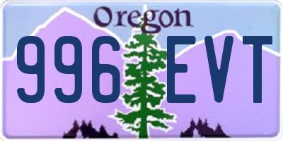 OR license plate 996EVT