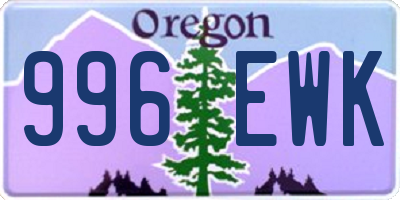 OR license plate 996EWK