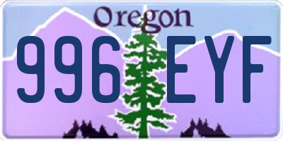 OR license plate 996EYF