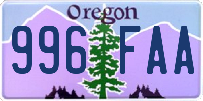 OR license plate 996FAA