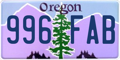 OR license plate 996FAB