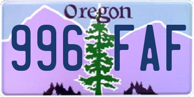 OR license plate 996FAF