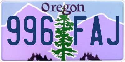 OR license plate 996FAJ