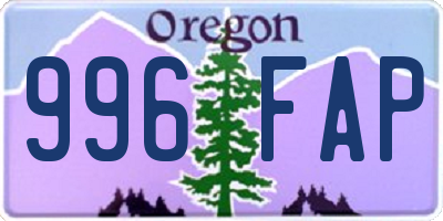 OR license plate 996FAP