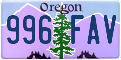 OR license plate 996FAV