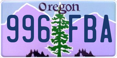 OR license plate 996FBA