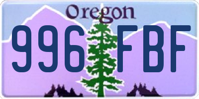 OR license plate 996FBF