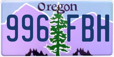 OR license plate 996FBH