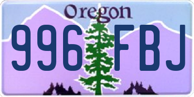 OR license plate 996FBJ