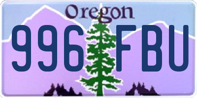 OR license plate 996FBU