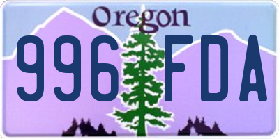 OR license plate 996FDA