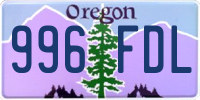 OR license plate 996FDL