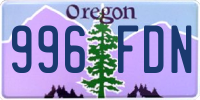 OR license plate 996FDN
