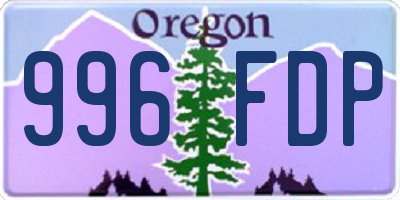 OR license plate 996FDP