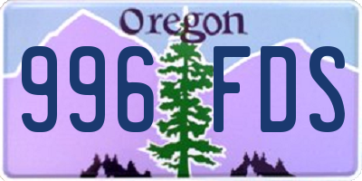 OR license plate 996FDS