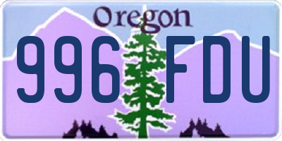 OR license plate 996FDU