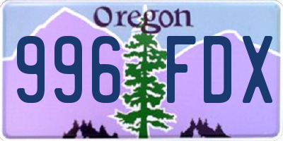 OR license plate 996FDX