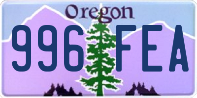 OR license plate 996FEA