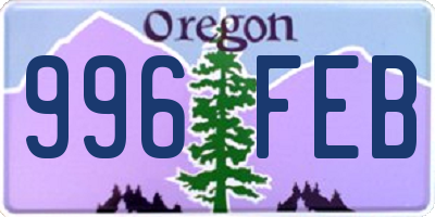 OR license plate 996FEB