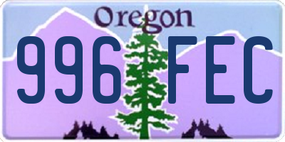 OR license plate 996FEC