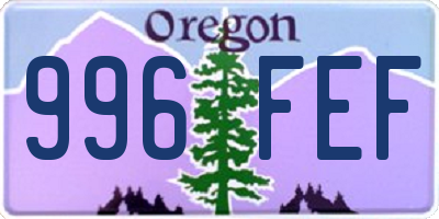 OR license plate 996FEF