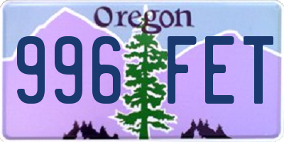 OR license plate 996FET
