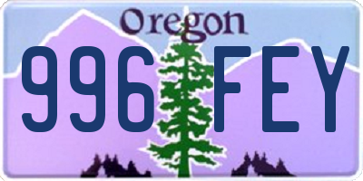 OR license plate 996FEY