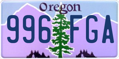 OR license plate 996FGA