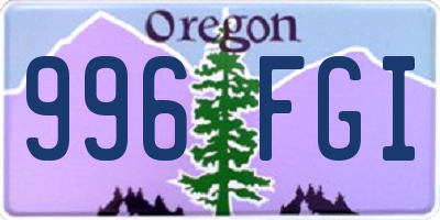 OR license plate 996FGI