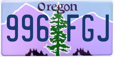 OR license plate 996FGJ