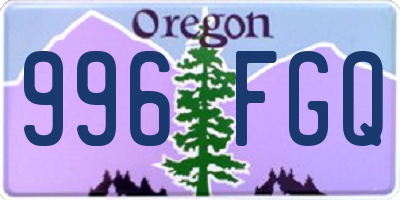 OR license plate 996FGQ