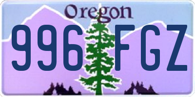 OR license plate 996FGZ