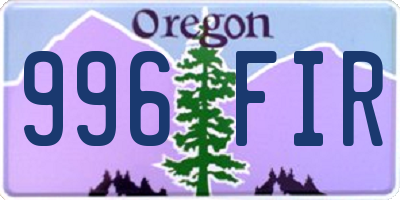 OR license plate 996FIR