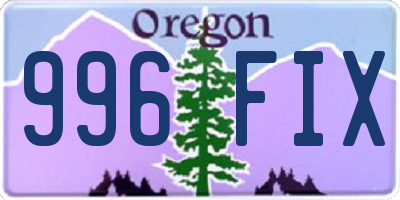 OR license plate 996FIX