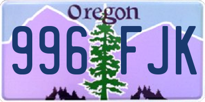 OR license plate 996FJK