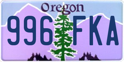 OR license plate 996FKA