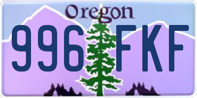 OR license plate 996FKF