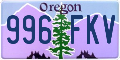 OR license plate 996FKV