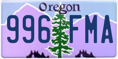 OR license plate 996FMA