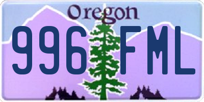 OR license plate 996FML