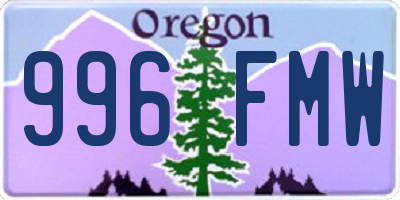 OR license plate 996FMW