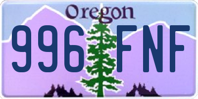OR license plate 996FNF