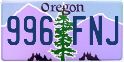 OR license plate 996FNJ