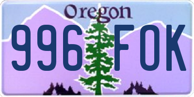 OR license plate 996FOK