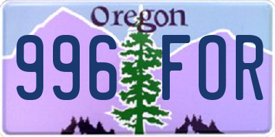 OR license plate 996FOR