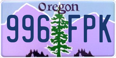 OR license plate 996FPK