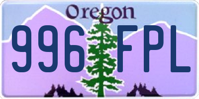 OR license plate 996FPL
