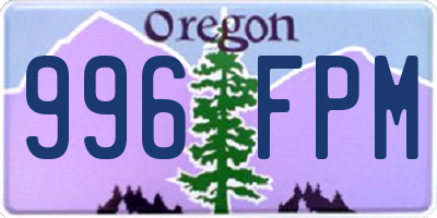 OR license plate 996FPM